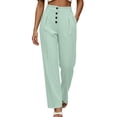thumbnail image 2 of Sahpxhe Work Pants for Women High Waist Wide Leg Palazzo Front Button Dress Pants Casual Loose Business Office Trousers Mint Green M, 2 of 6