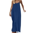 thumbnail image 3 of TaTaai Women's Casual Loungewear Maxi Dress Sleeveless Backless Slip Dress Solid Color Round Neck Loose Fit Summer Nightgown Gift, 3 of 9