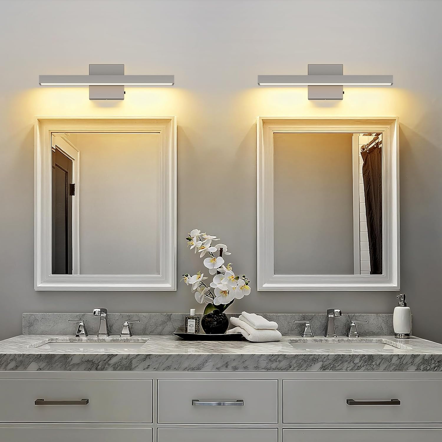 Brushed Nickel Vanity Light for Bathroom 5CCT Dimmable Modern Bathroom Lighting Fixture Over Mirror 16.53 inch Bath Vanity Lights Bar