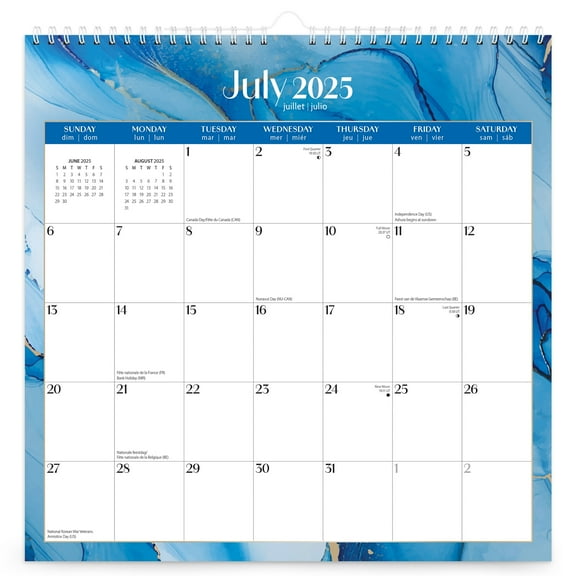 Crackled Blush | 2026 12x12" (Hanging) 18 Months Academic Wire-O Calendar | July 2025 - Dec 2026