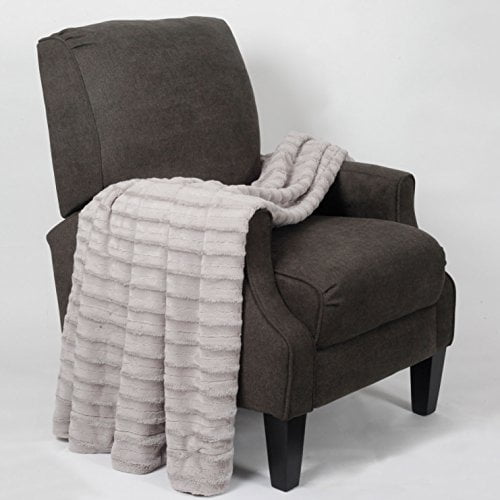 Home Soft Things Derby Double Sided Faux Fur Throw, 60" x 80", Light Gray