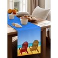 thumbnail image 4 of Sandy Chairs Table Runner, Summer Beach Ocean Blue Sky Cotton Linen Kitchen Table Decoration Washable Dining Tabletop Runners for Home Party Decor 13x90 Inches, 4 of 9