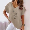 thumbnail image 2 of Birdeem Blouses pour Femmes T-Shirt Décontracté Imprimé Col en V Manches Courtes, 2 of 12