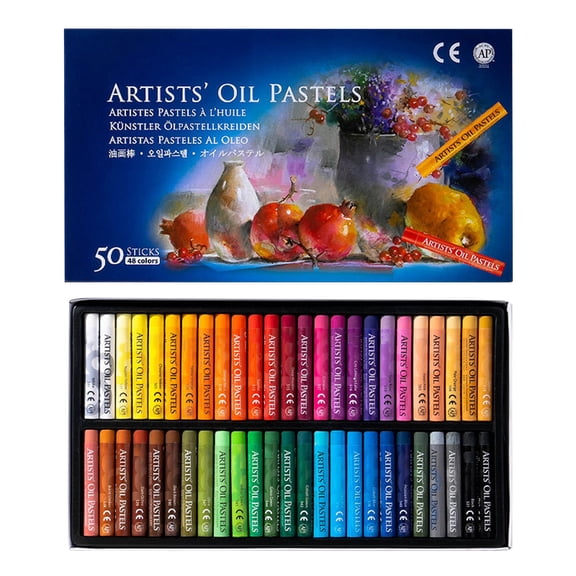 Oil Pastels Set, 50 Soft Washable Sticks in 48 Colors for Drawing and Painting Projects