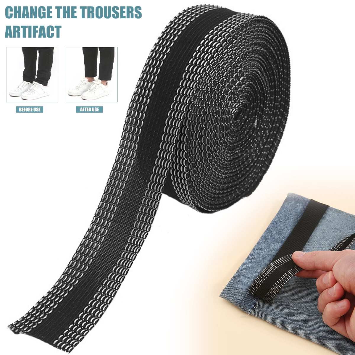 Black, 1 Inch x 5.5 Yard Iron-On Hem Clothing Tape Adhesive Pants Hem Tape Fabric Fusing Tape Iron-on Hemming Tape Roll for Clothes Pants