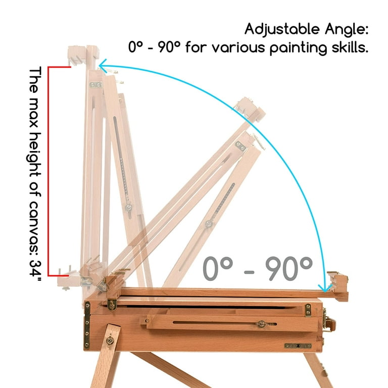 MEEDEN Large Adjustable Wooden Easel, Art Easel Stand for Painting Canvas,  Holds Canvas up to 90, Beech Wood Floor Easel for Adults, Heavy Duty