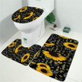 thumbnail image 2 of Black Sunflower Word Pattern Bathroom Rugs Sets 3 Piece,Toilet Cover Set,Absorbent Non Slip Bathroom Mats Sets with U-Shaped Contour Rug Toilet Rug Set, 2 of 5