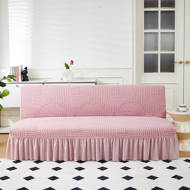 Nvzi Sofa Cover for sofas Stretch Couch Covers for Living Room Easy Fit Washable Furniture Sofa Protector with Skirt,1 Piece 74.8-82.67inch (Pink)