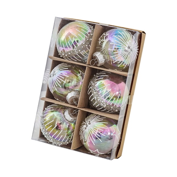 Ratfeit Christmas Ball Ornaments, 6 Pcs 3.15in Christmas Tree Ornaments Glitter Foam Hanging Decor Vase Fillers Birthday Party Decorations