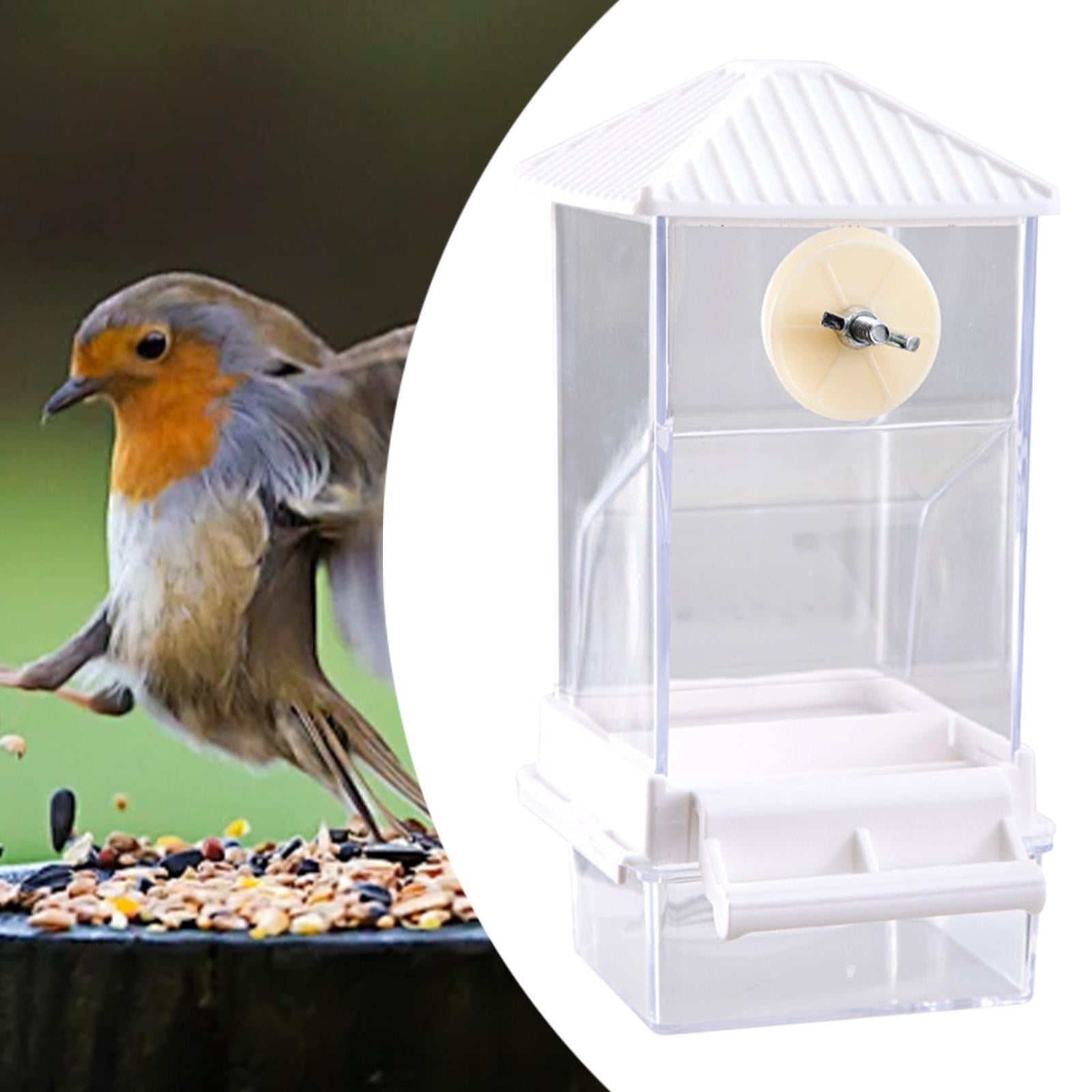 Vaveren Bird Cage Feeder Clear Hanging Feeding Station for Parakeet Finch Budgerigar White
