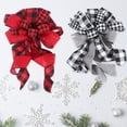 thumbnail image 6 of Large Fall Thanksgiving Christmas Plaid Wreath Bow - 23x13 Inch Black and Red Buffalo Plaid Check Swag Bow Christmas Tree Topper Bow for Home Indoor Outdoor Ornaments, 6 of 8