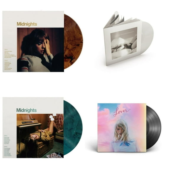 Midnights (X) (Jade Green LP Vinyl) & Midnights (X) (Mahogany Color LP Vinyl) & Lover (2LP) & Tortured Poets Department (X) (Ghosted White Vinyl/2LP/Manuscript- Bonus Track)