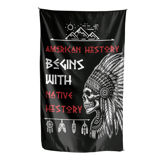 Lotusprinthandmade Skull America Native 100% Polyester Wall Flag One Size 36 x 60 inches