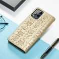 thumbnail image 4 of Allytechgroup Flip Wallet Case [Cat & Dog Cute Embossed Pattern] for T-Mobile REVVL 6 Pro 5G with Card Slots Cash Holder, Stylish Magnetic Clasp Shockproof Kickstand Cover with Hand Strap, Gold, 4 of 6