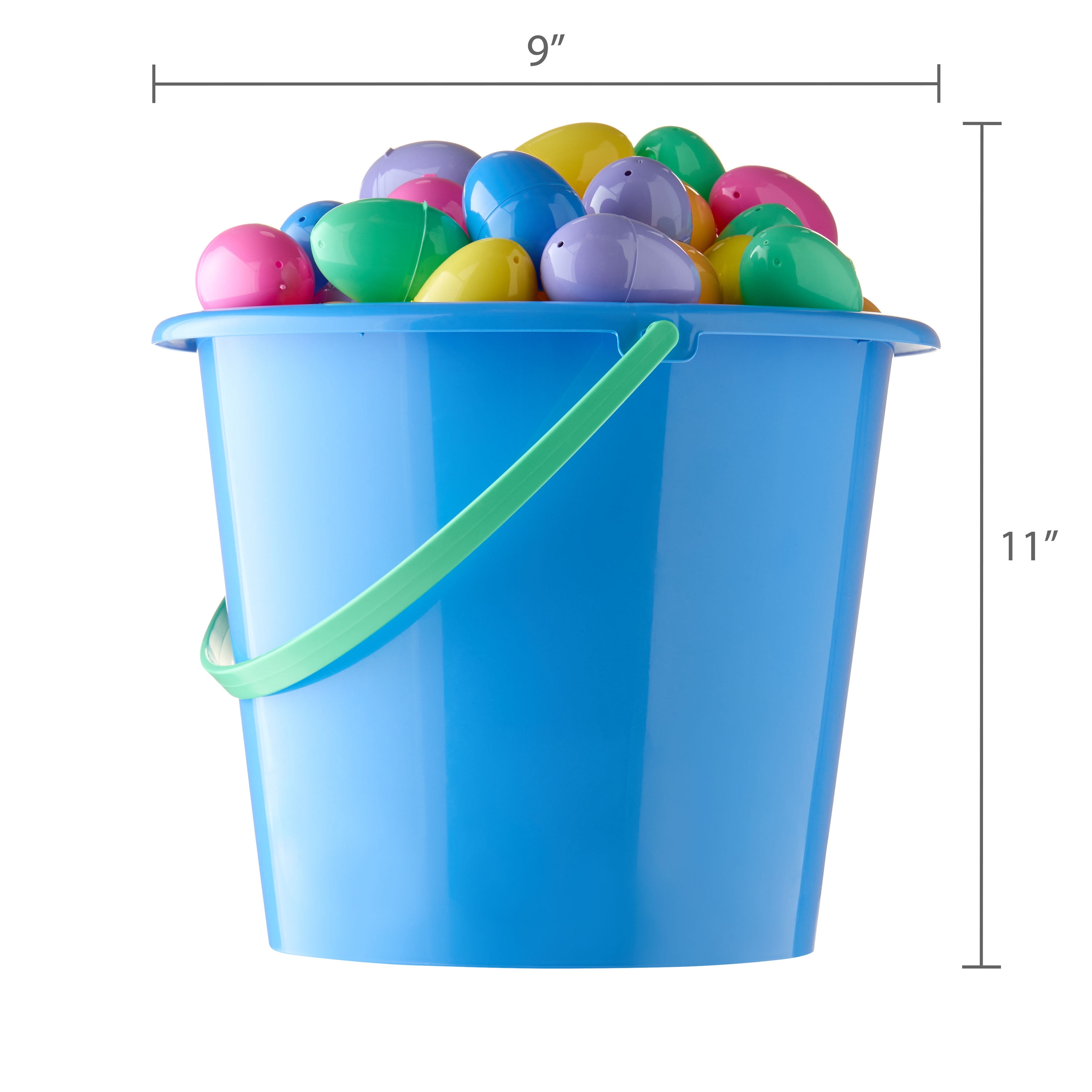 Way To Celebrate Easter Jumbo Blue Pail Filled with Eggs, Multicolor, 96 Pieces
