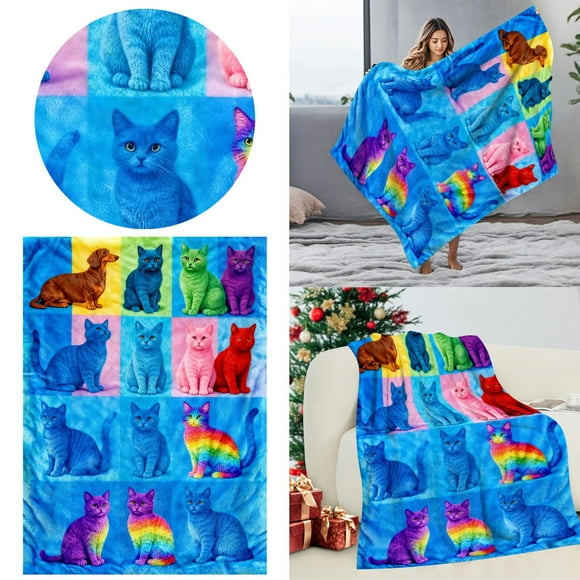Couverture en Flanelle Confortable à Thème Chat pour Canapé Lit Sofa - Légère Intérieur Ultra Douce Confort Chaleur Toutes Saisons et Jeté Décoratif en Tricot
