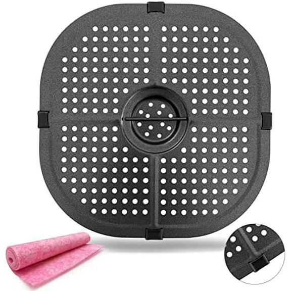 Air Fryer Crisper Plate for COSORI 5QT Air Fryers, 9.09IN Premium Square Nonstick Air Fryer Tray Grill Pan Replacement Parts Accessories Rack with Rubber Tips for Instant Air Fryer