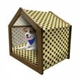 thumbnail image 1 of Geometric Pet House, Argyle Pattern with Rhombuses and Dotted Lines Grid Plaid Design, Outdoor & Indoor Portable Dog Kennel with Pillow and Cover, 5 Sizes, Yellow Black and White, by Ambesonne, 1 of 5