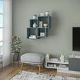 thumbnail image 3 of Ada Home Decor Furniture 39.37" 2 Tier Petrol Blue Watkins Modern Wall Shelf, 3 of 7
