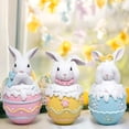thumbnail image 3 of Hodao Easter Bunny Egg Figurine Set (3-Piece) – Pastel Indoor Home Decor Ornaments for Bedroom, Living Room Decorations & Festive Gift, 3 of 5