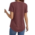 thumbnail image 4 of MOSHU Deep V Neck Womens Tops Curved Hem Shirts for Women Fashion Trendy Blouses Casual Loose Fit Tees Tops, 4 of 9