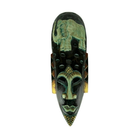 - Hand Carved Wood Indonesian Jenggot Wall Mask Elephant Design