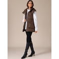 thumbnail image 3 of DARING DIVA Women's Puffer Vest Coat Hooded Zip Up Long Sleeveless Jacket S Coffee, 3 of 6