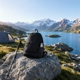 thumbnail image 4 of Waterproof Foldable Backpack 16.5 in, Lightweight Nylon Packable Travel Backpack with Zipper Pocket and Bottle Holders for Hiking Gym Vacation Travel and Carry On Use (Black), 4 of 5