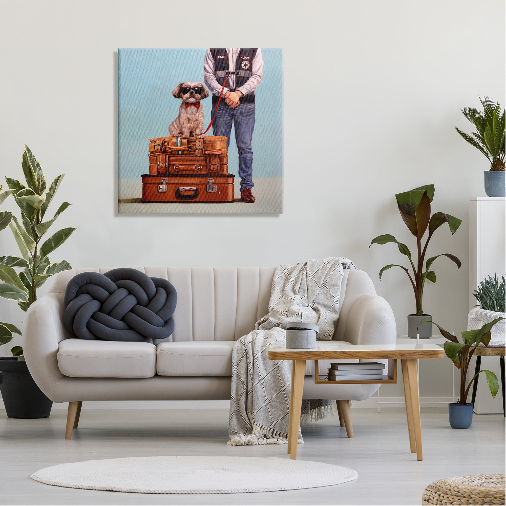 Stupell Industries Funny Service Human Dog Animals & Insects Painting Gallery Wrapped Canvas Art Print Wall Art, 30 x 30
