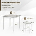 thumbnail image 3 of Costway 5 PCS Bar Table Set Square Dining Table & 4 PVC Leather Upholstered Bar Stools White, 3 of 10