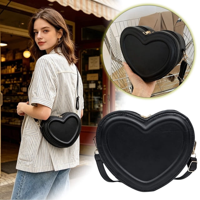 Heart Shape Crossbody For Solid Shoulder Adjustable Strap Purse Heart Shape Crossbody