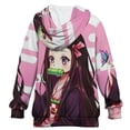 thumbnail image 2 of Kamado Nezuko Kids Hoodie Raglan Sleeve Hooded Snap Sweatshirt Casual Wear Soft Breathable Outerwear Winter Clothes 6-7Y, 2 of 3
