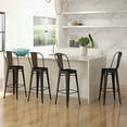 thumbnail image 5 of Costway Set of 4 High Back Metal Stool 30" Seat Bar Height Industrial Bar Stools Black, 5 of 12