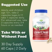 RidgeCrest Herbals LiverClean, Natural, Herbal Liver Support Supplement with Blessed Thistle Herb, Dandelion, Barberry, Wild Yam, Detox and Cleanse Support Formula, Healthy Bile (60 Caps, 30 Serv)