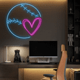 thumbnail image 3 of Glowneon Baseball w/ Heart Neon Sign, Baseball Club Deco Signboard, 3 of 4