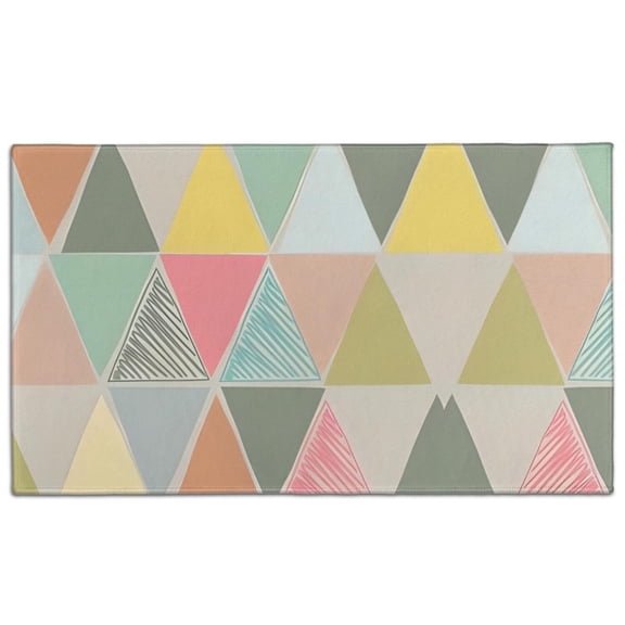 Multi Color Triangle Checkered Pattern Door Rugs,Washable Non Slip Door Mats Indoor,Decorative Door Mats,Entry Mat Indoor for Entrance,Bedroom,Kitchen,Bathroom,17"x30"