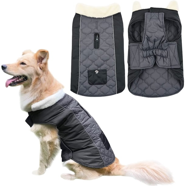 (L, Gris oscuro) Abrigo de invierno para perros, chaqueta abrigada para perros, chaleco cortavientos e impermeable, suéteres para mascotas, traje de nieve para perros pequeños, grandes y medianos.