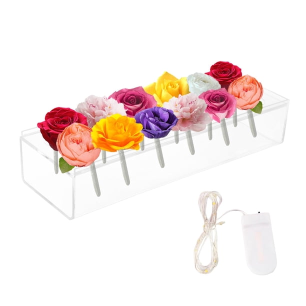 Jarrón acrílico Perfecl con Flores y Luces LED 12 hoyos Decoración de Tartas