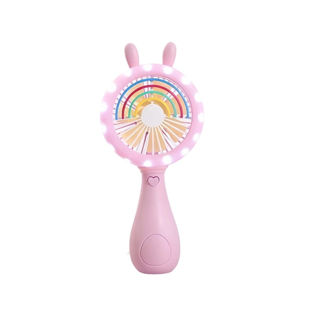 ICQOVD Desktop Fan Rabbit Shape Handheld Led Fan Usb Three Speed Adjustable Angle Hands-Free Portable Cooling