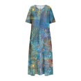 thumbnail image 5 of Hauts à Enfiler pour Femmes Vêtements Printemps Automne 2025 Chemises à Manches Longues Tendance Col Rond Ample Hauts de Festival Robe à Manches Courtes Imprimée à Col en V Jupe Longue Grande Taille pour Femmes Été, 5 of 5