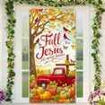 thumbnail image 6 of Hello Fall Door Cover Thanksgiving Backdrop Pumpkin Sunflower Wagon Field 71x35 Inch Rustic Autumn Banner for Porch Wall Decor Fall Harvest Photo Booth Props, 6 of 6