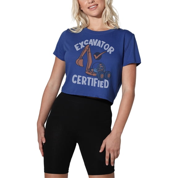 Blippi Excavator Certified Women's Crop Top T-Shirt, Royal, X-Large