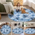 thumbnail image 5 of Round Rugs 5Ft, Blue Floral Spring Round Area Rug Washable Indoor Throw Carpet, Watercolor Art Elegant Botanical Soft Non Slip Circle Rug for Cabinet Bathroom Home Decor Aesthetic, 5 of 8
