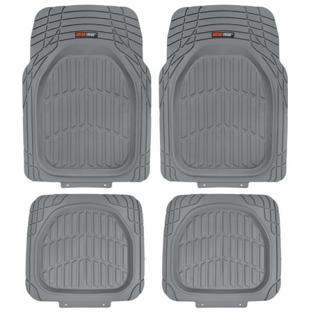 MotorTrend FlexTough Tortoise, Heavy-Duty Rubber Floor Mats for All Weather Protection, Deep Dish,