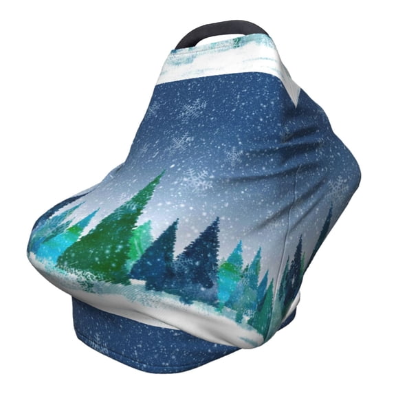 Fotbe Christmas Trees Pattern Car Seat Covers for Babies, Nursing Breastfeeding Cover Infant Carseat Canopy, Soft Stretchy Carrier Cover