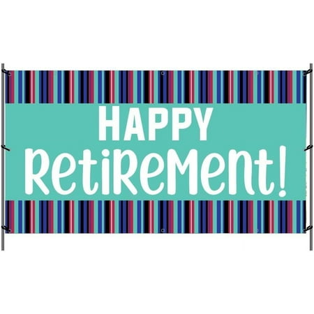 Retirement Decorations: Retirement Banner - Waterproof Vinyl Banner (Stripes, 3 feet x 5 feet)
