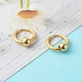 thumbnail image 2 of 15Pair 304 Stainless Steel Huggie Hoop Earrings with Brass Beads Golden 15x14mm Pin: 1mm, 2 of 4