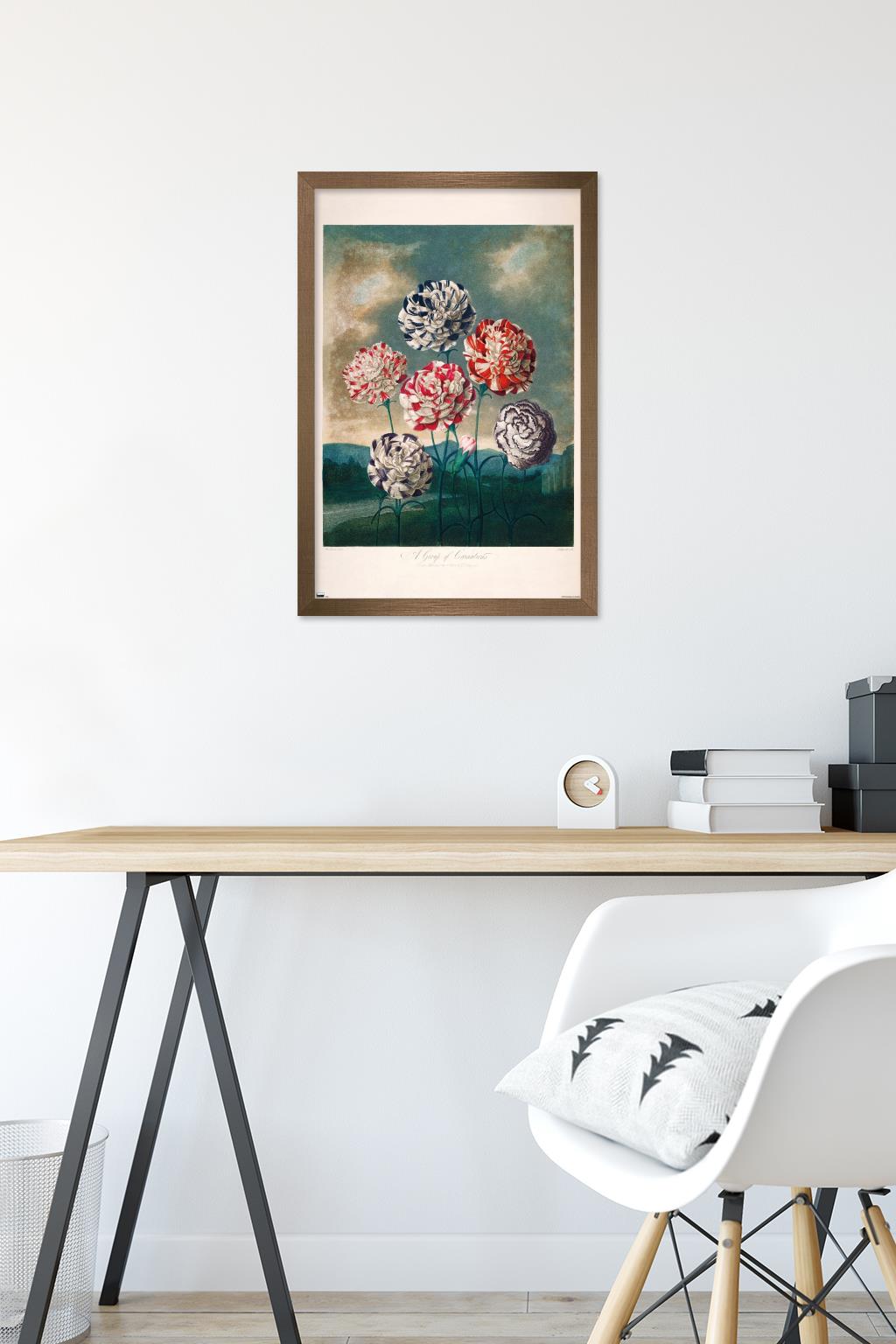 A Group Of Carnations Wall Poster, 14.725" x 22.375" Framed