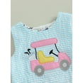 thumbnail image 6 of Toddler Baby Girl Summer Golf Outfits Sleeveless Golf Embroidery Striped Tank Tops Ruffles Bowknot Bloomers Shorts 2Pcs Set, 6 of 8