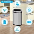thumbnail image 3 of 13 Gallon Kitchen Trash Can Automatic Stainless-Steel Garbage Can with Touch-Free & Motion Sensor, Anti-Fingerprint Mute Designed Brushed Waste Bin for Home, Silver, 3 of 9